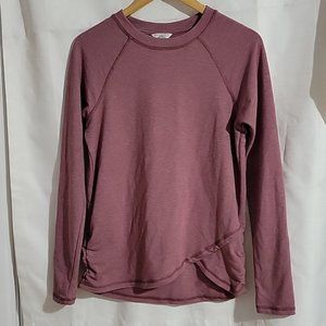 Danskin Pink Faux Wrap Crewneck Long Sleeve Tee Womens Small